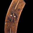 War club, Unrecorded Woodlands artist, Wood, brass, iron, copper, shell inlay, Eastern Woodlands